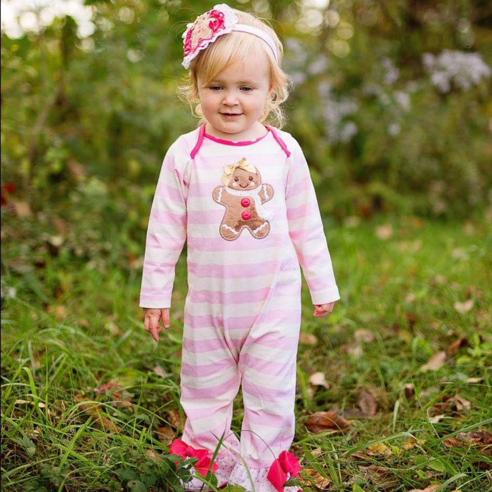 Ricrac and Ruffles Gingerbread Christmas Romper Brand new with tags RARE